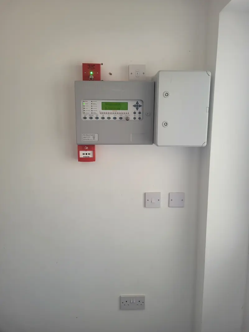 Fire alarm intercom flats Hitchin Road